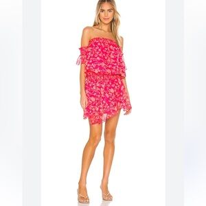 Amanda Uprichard Ariella Off-Shoulder Mini Blouson Dress Size Small